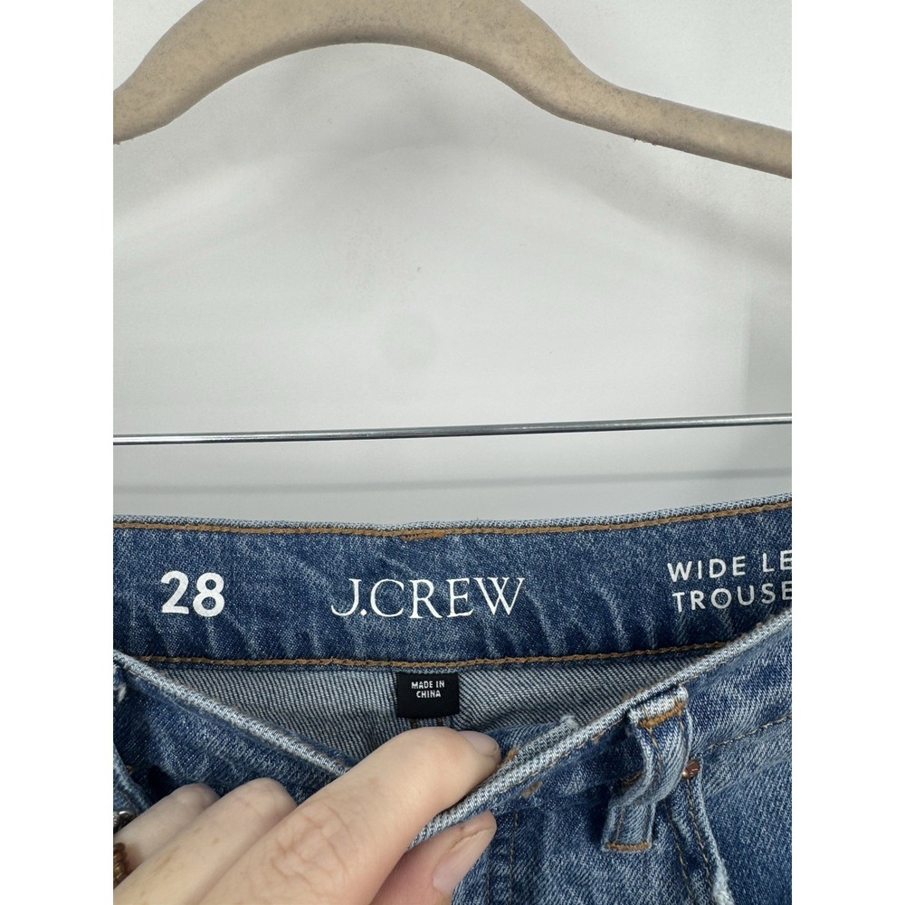 J. Crew Wide Leg High Rise Trouser Jean Women 28 Medium Blue Wash Preppy Boho - Picture 3 of 8